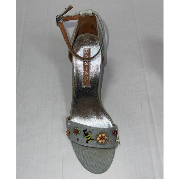 Y2K Rampage Denim Jean Stacked Heel Shoe Womens 9.5 Embellished Beaded Bejeweled - Picture 3 of 9